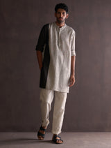 Minsu Color-Blocked Kurta Set - Grey