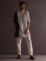 Minsu Color-Blocked Kurta Set - Grey