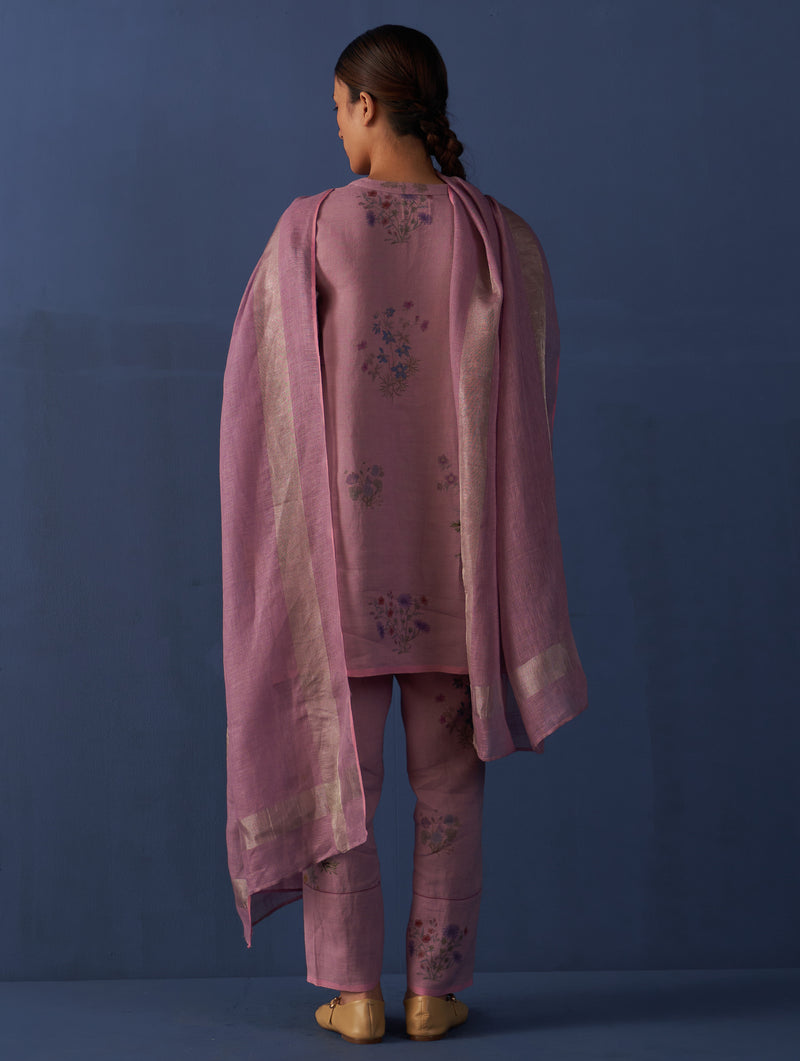 Maho Botanical Linen Kurta Set - Lavender