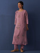 Sakura Botanical Linen Kurta - Lavender