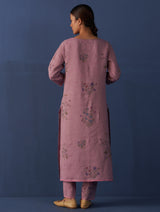 Sakura Botanical Linen Kurta - Lavender