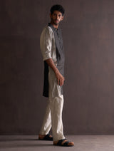 Minsu Color-Blocked Kurta - Charcoal