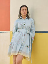 Alara Floral Shirt Dress - Sky