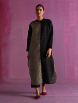 Clara Metallic Shirt Kurta - Black