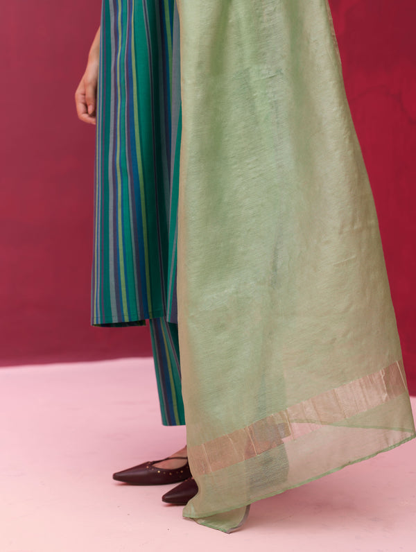 Eri Silk Metallic Dupatta - Peacock