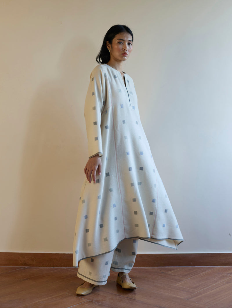 Sakina Jamdani Wool Kurta Set - Ivory