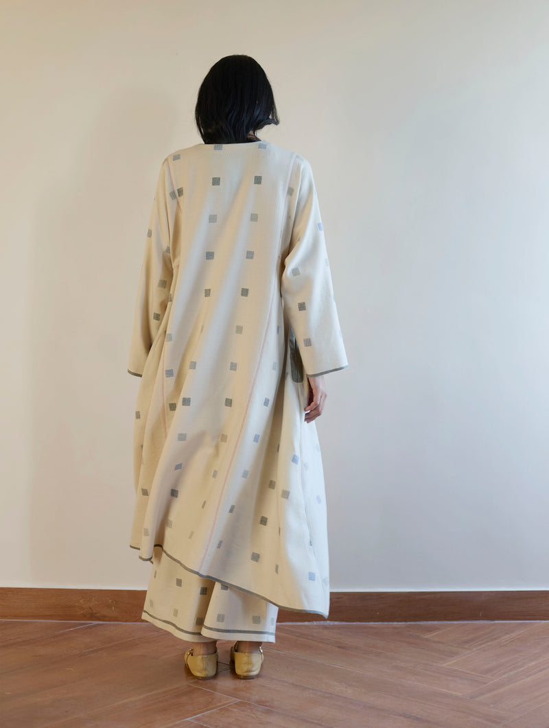 Sakina Jamdani Wool Kurta Set - Ivory