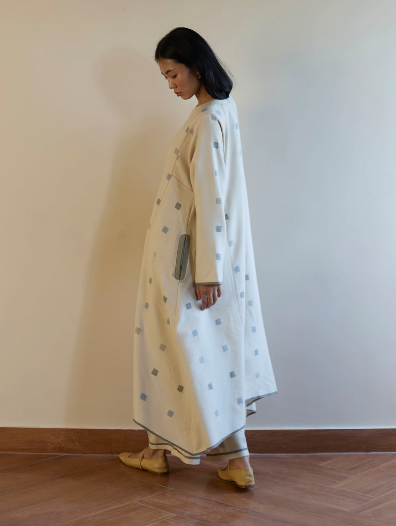 Sakina Jamdani Wool Kurta Set - Ivory