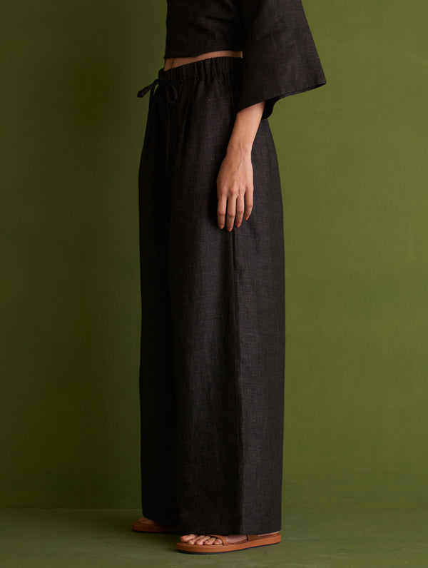 Ren Linen Pants - Charcoal