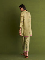 Maho Botanical Linen Kurta - Fern