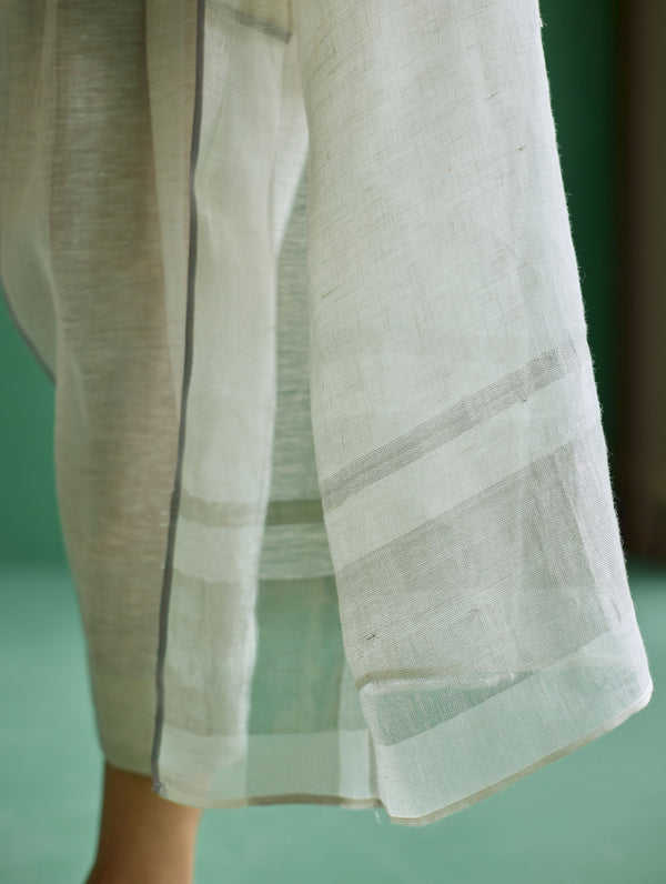 Shuri Metallic Linen Dupatta - Ivory