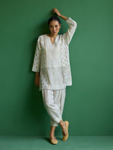 Zang Metallic Linen Salwar Pant - Ivory