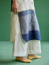 Nila Color-Blocked Metallic Linen Kurta - Ivory