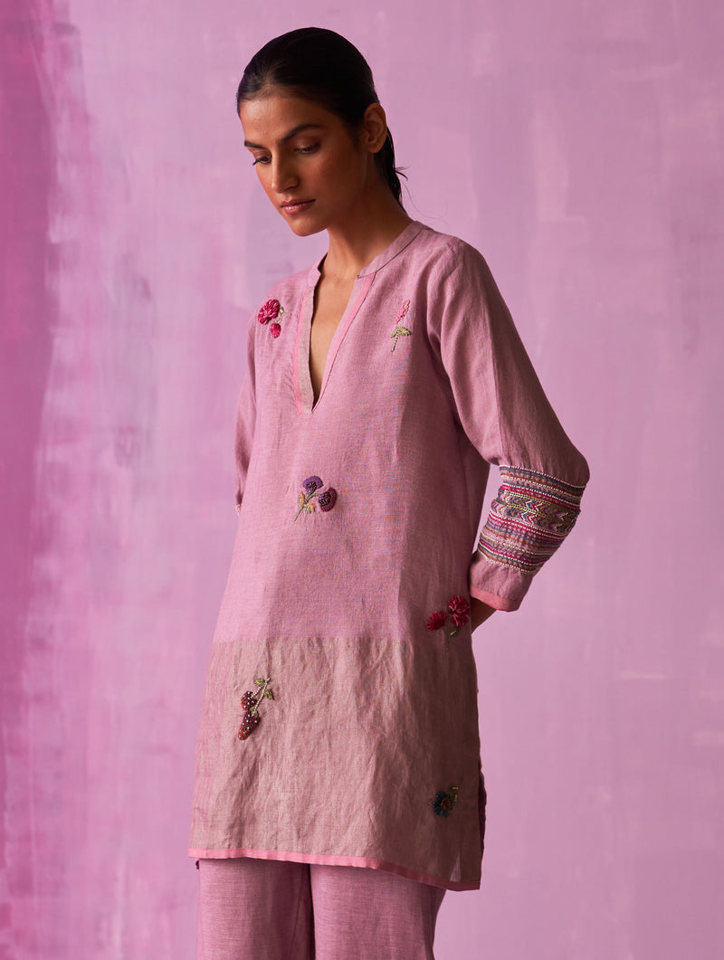 Cyra Hand-Embroidered Kurta Set - Lavender