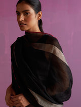 Ikai Handloom Linen Dupatta - Black