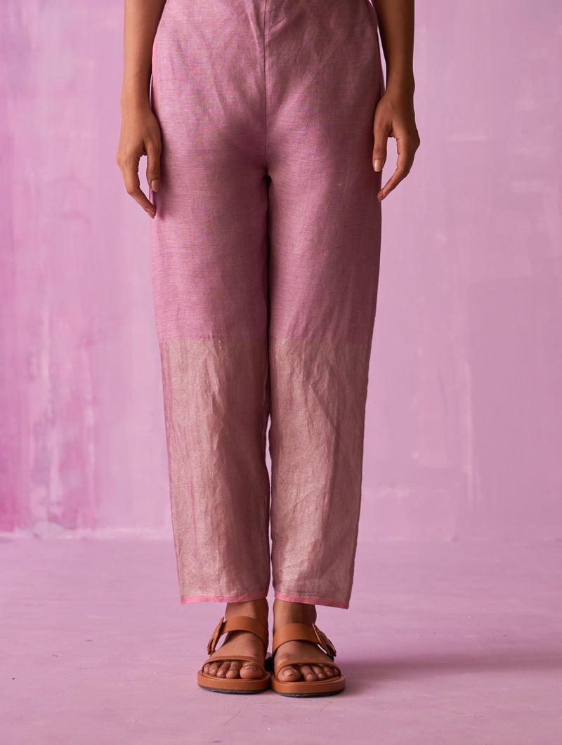 Essa Metallic Linen Pant - Lavender