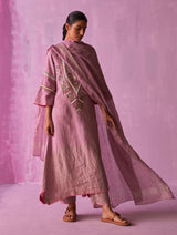 Afra Hand-Embroidered Kurta Set - Lavender