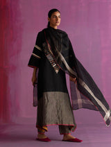 Zara Handloom Linen Dupatta - Black