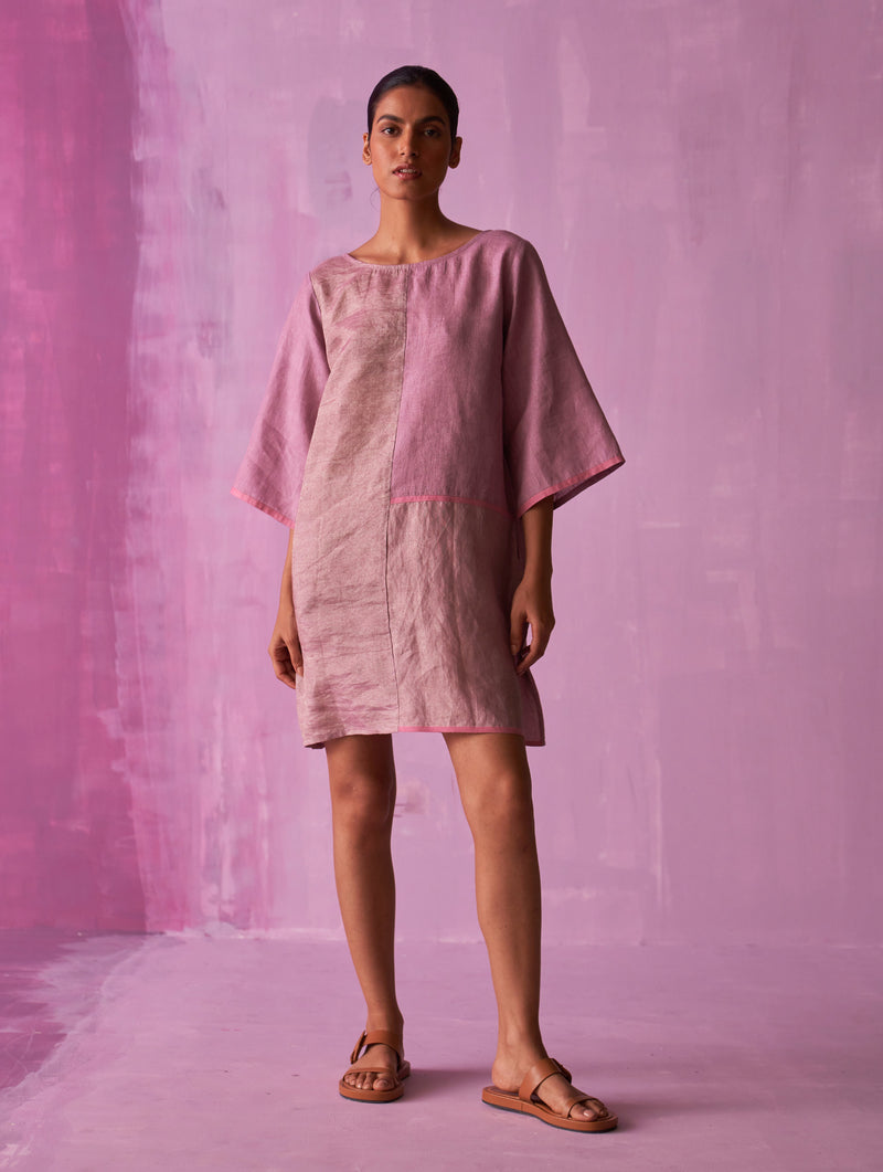 Ahana Metallic Linen Dress - Lavender