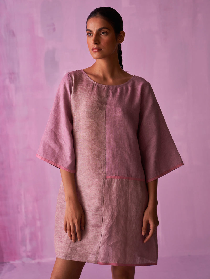 Ahana Metallic Linen Dress - Lavender