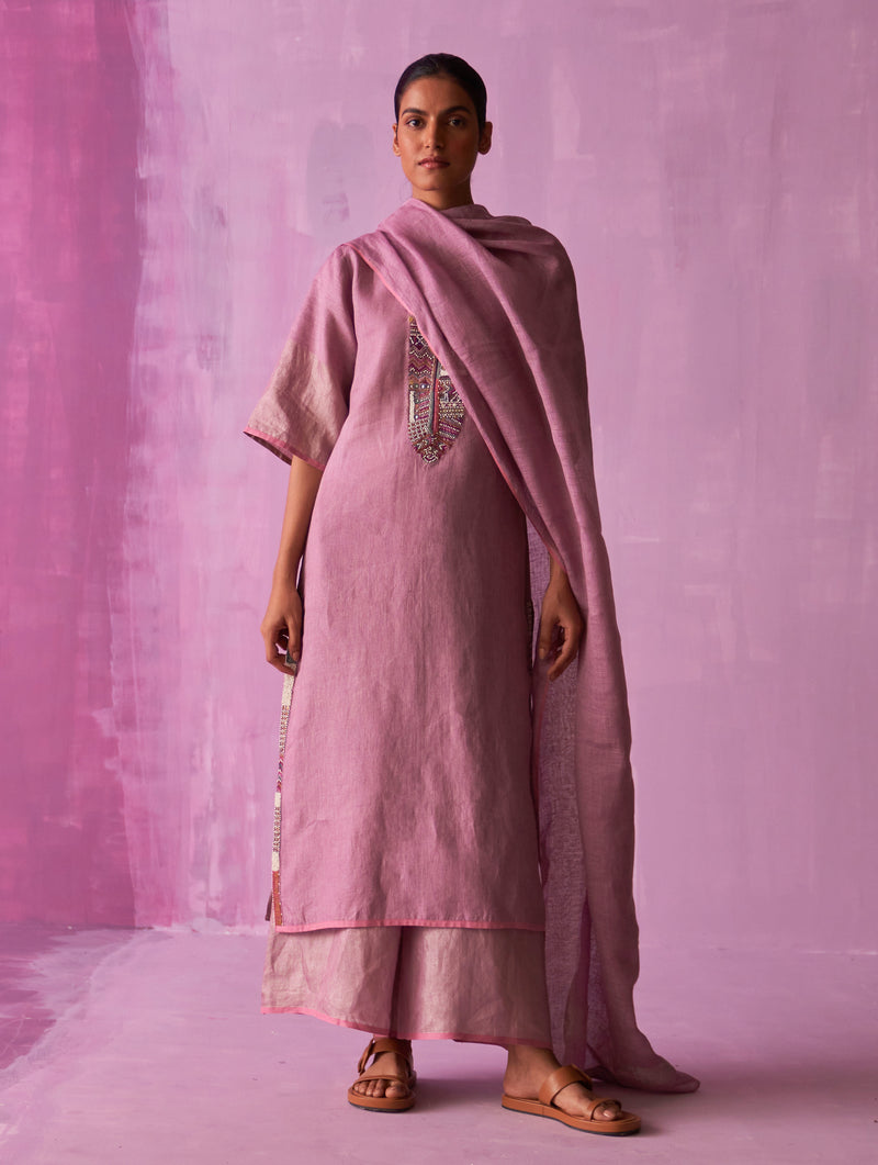 Mato Hand-Embroidered Kurta Set - Lavender