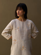 Eiko Striped Linen Kurta - Natural