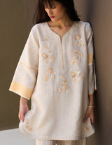 Insha Hand-Embroidered Kurta - Natural