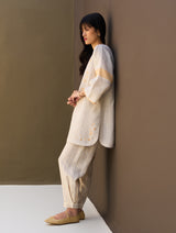 Insha Hand-Embroidered Kurta Set - Natural