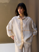 Isla Border Linen Co-ord Set - Natural