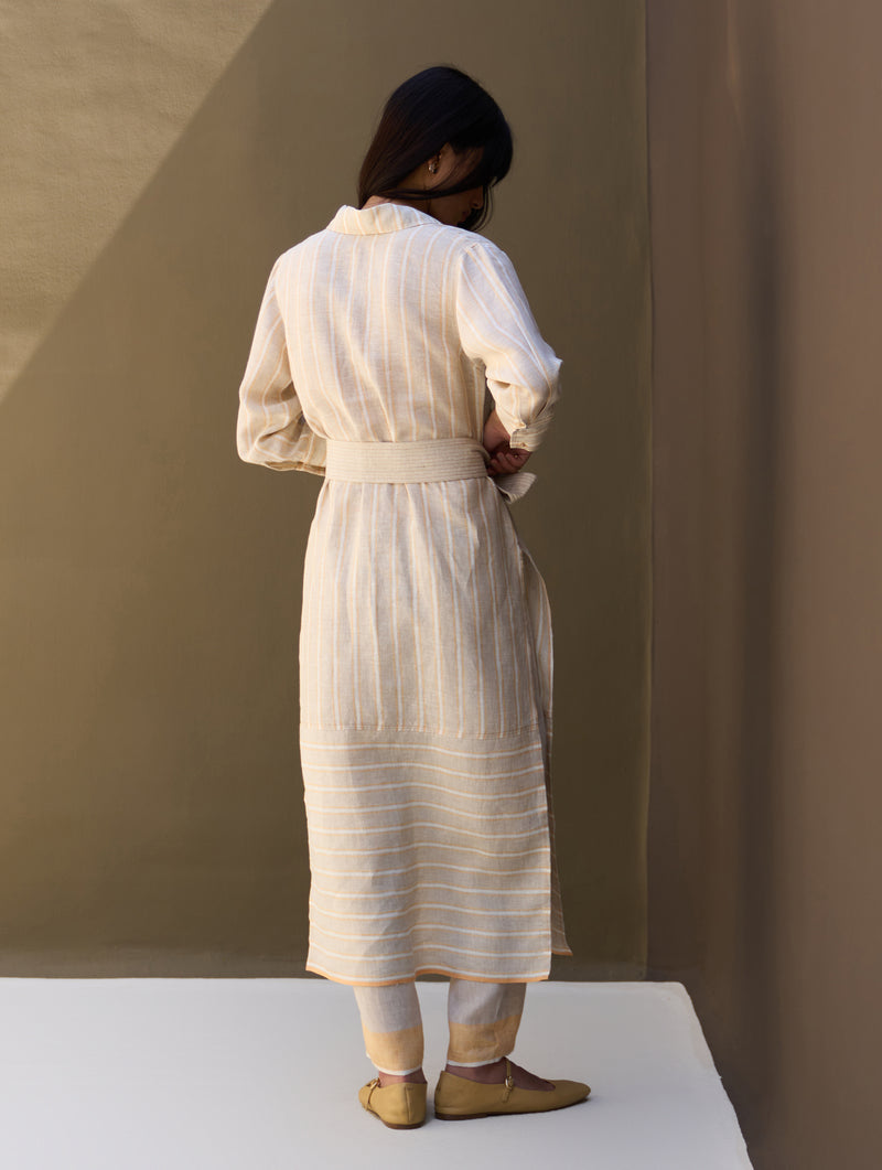 Eben Stripe Border Linen Co-ord Set - Natural