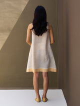 Ora Border Linen Dress - Natural