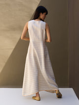 Kai Stripe Linen Wrap Dress - Natural