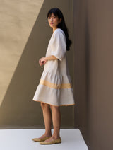 Vera Border Linen Dress - Natural