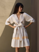 Vera Border Linen Dress - Natural