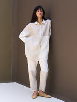 Zaha Metallic Linen Shirt - Ivory