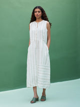 Una Striped Linen Sleeveless Dress - Mint