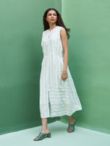 Una Striped Linen Sleeveless Dress - Mint