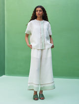 Kol Border Linen Co-ord Set - Ivory