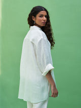 Lessa Sheer Linen Tie-Dye Shirt - Ivory