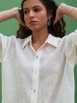 Lessa Sheer Linen Tie-Dye Shirt - Ivory