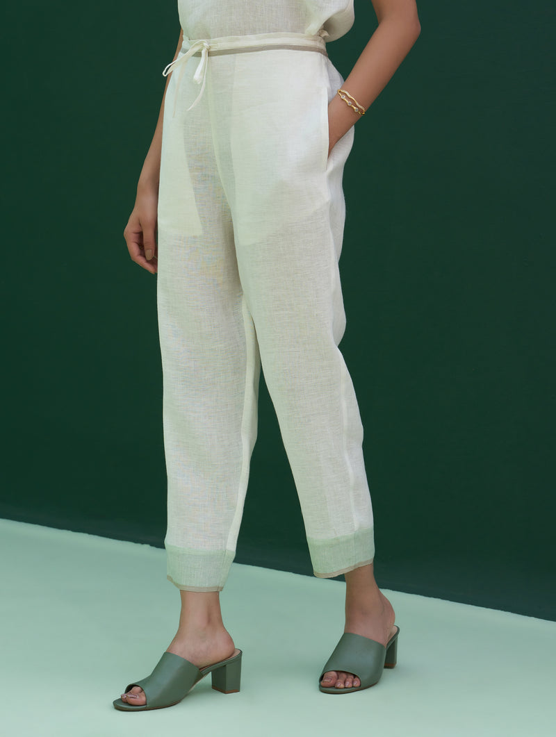 Inawi Border Linen Pant - Ivory