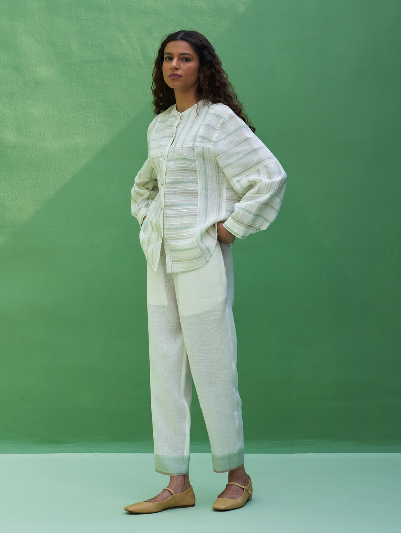 Miyu Striped Linen Co-ord Set - Mint