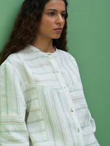 Miyu Pintucked Linen Shirt - Mint