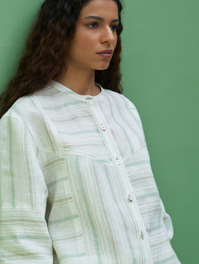 Miyu Striped Linen Co-ord Set - Mint