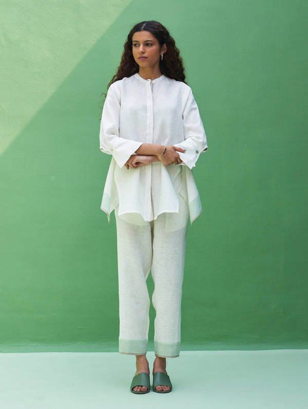 Yoshi Border Linen Co-ord Set - Ivory