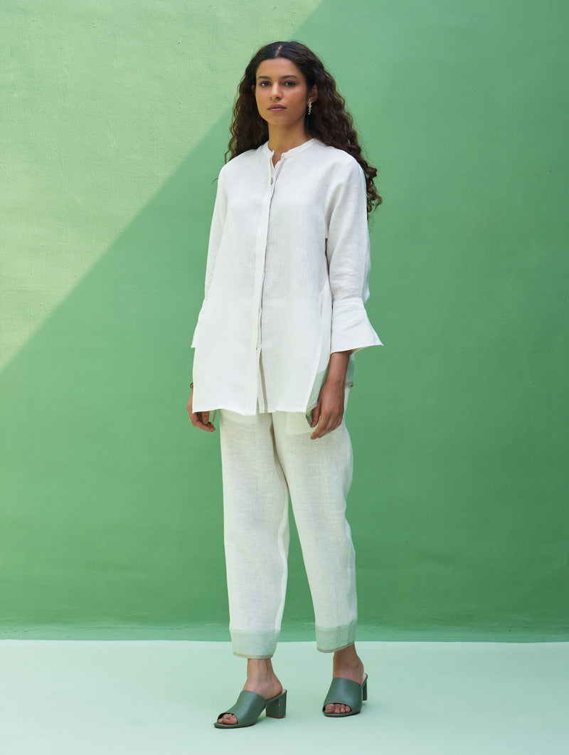 Yoshi Border Linen Co-ord Set - Ivory