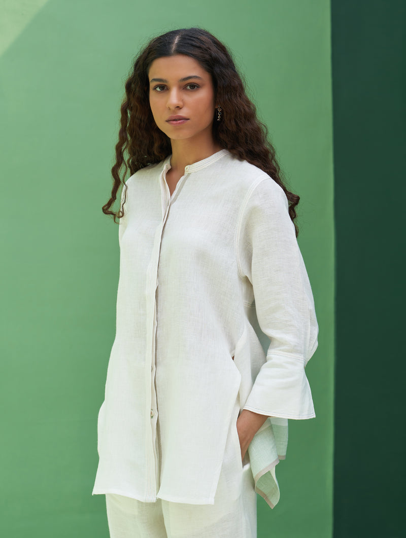 Yoshi Border Linen Co-ord Set - Ivory