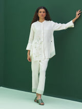 Noi Hand-Embroidered Linen Top - Ivory