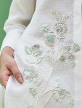 Noi Hand-Embroidered Linen Co-ord Set - Ivory