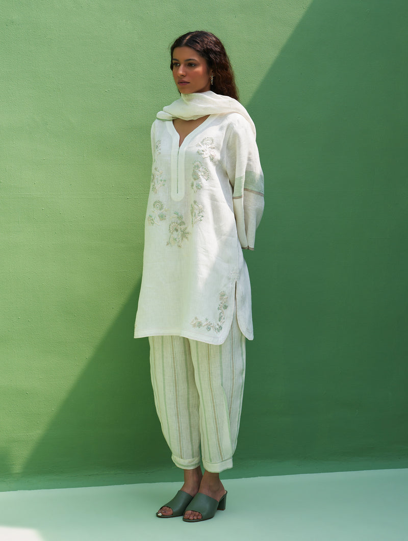 Insha Hand-Embroidered Kurta Set - Ivory